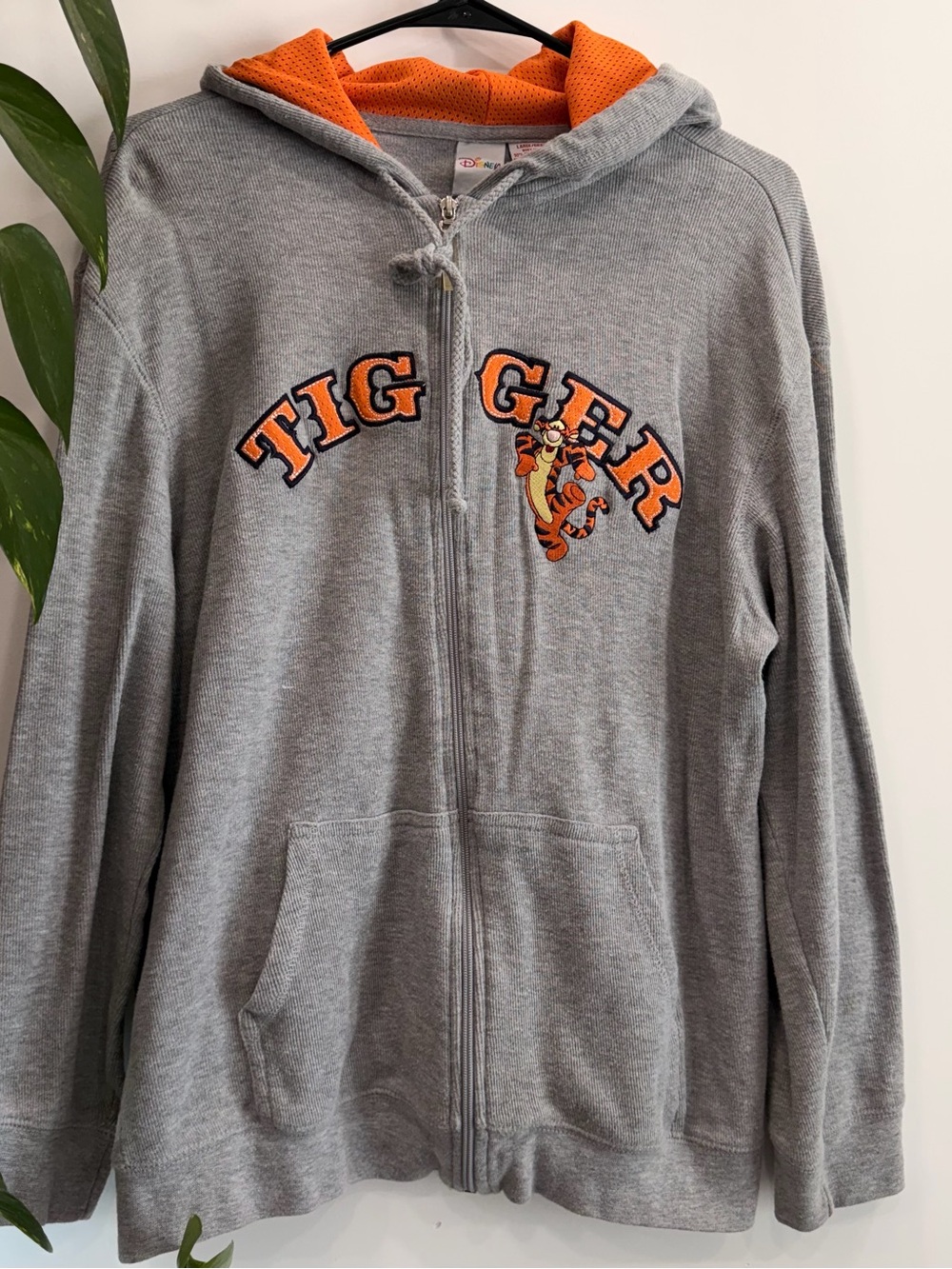 Vintage 90s Disney Winnie the Pooh Tigger Embroidered Zip Up Hoodie Large - Picture 2 of 10